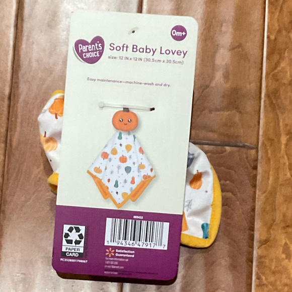 NWT Parents Choice 12x12 Orange Pumpkin Lovey Blanket - Picture 4 of 4